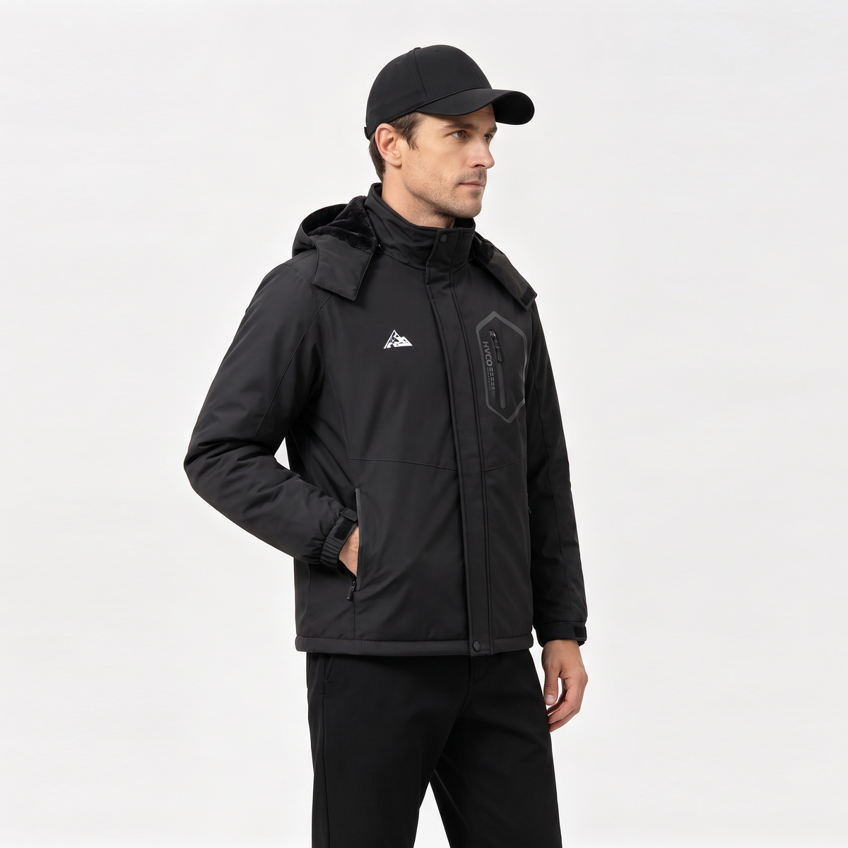 Men's Ski Jacket with Hooded Snowboarding Waterproof Fleece Lining Jacket Winter Coat Multi Pockets