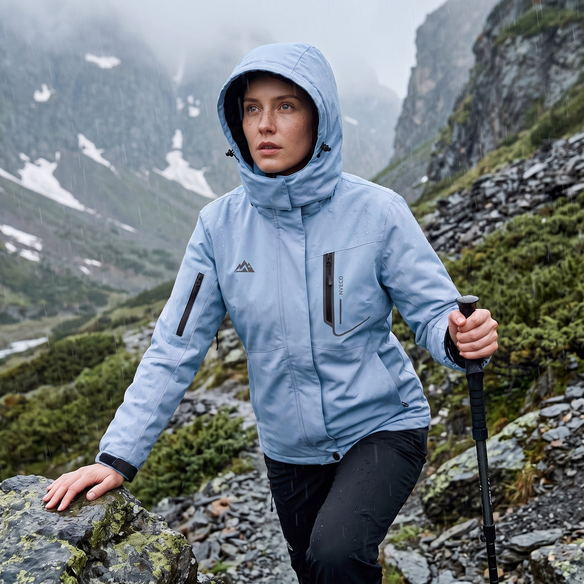 Women's Skiing Jackets Mountain Snowboarding Jacket Winter Waterproof Snow Coat with Fleece Hood